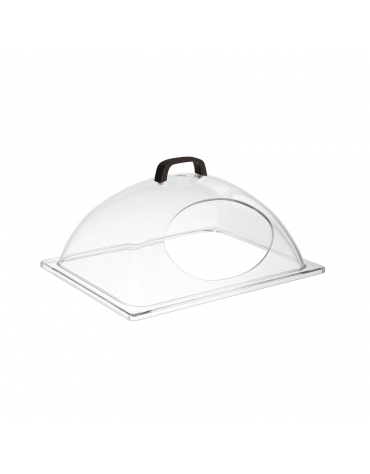 Coperchio rettangolare con apertura frontale in SAN trasparente per cesto pane DN51553 - cm 33x28x17h