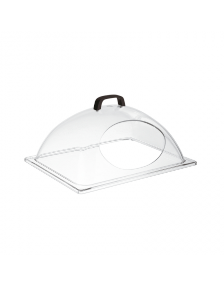 Coperchio rettangolare con apertura frontale in SAN trasparente per cesto pane DN51553 - cm 33x28x17h