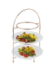 Alzata porta piatti in acciaio cromato color rame - capacità 3 piatti diametro max cm 27 - dim. tot. cm 29x19,5x43h