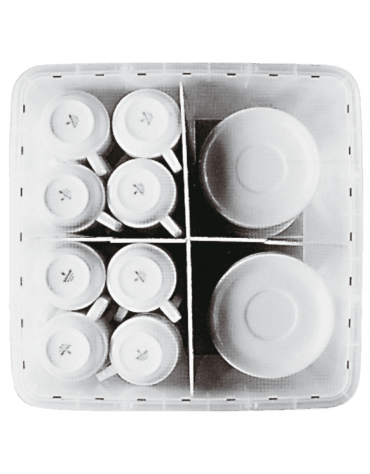 Inserto croce in polipropilene trasparente per contenitore trasporto stoviglie DN51358 - cm 40x40