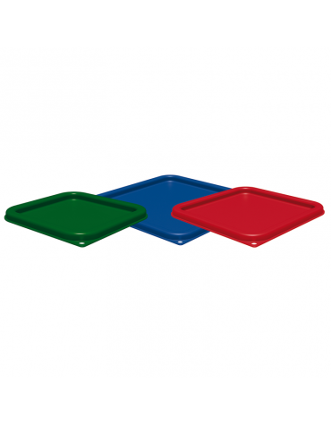 Coperchio in polietilene per contenitori alimenti quadrati con capacità Lt. 5,5-7,6 - colore rosso - cm 22,8x22,8x1,6h