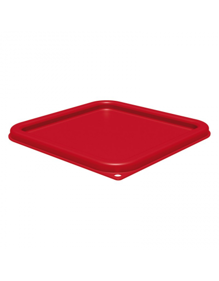 Coperchio in polietilene per contenitori alimenti quadrati con capacità Lt. 5,5-7,6 - colore rosso - cm 22,8x22,8x1,6h