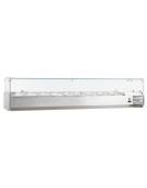 Vetrina refrigerata in acciaio inox con vetri per banco pizzeria - predisposta per 4xGN1/3 + 1xGN1/2 - mm 1400x395x435h