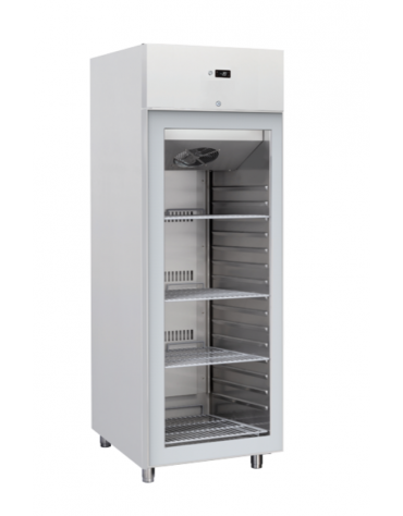 Armadio congelatore GN2/1 inox con porta in vetro, refrigerazione ventilata, temp. - 15/-20°C - classe D - cm 70x89,1x204,5h