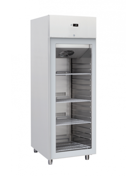 Armadio congelatore GN2/1 inox con porta in vetro, refrigerazione ventilata, temp. - 15/-20°C - classe D - cm 70x89,1x204,5h