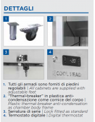 Armadio refrigerato GN 2/1 inox con 2 porte a vetri, refrigerazione ventilata - temp. +2/+10°C - classe C - cm 140x89,1x204,5h