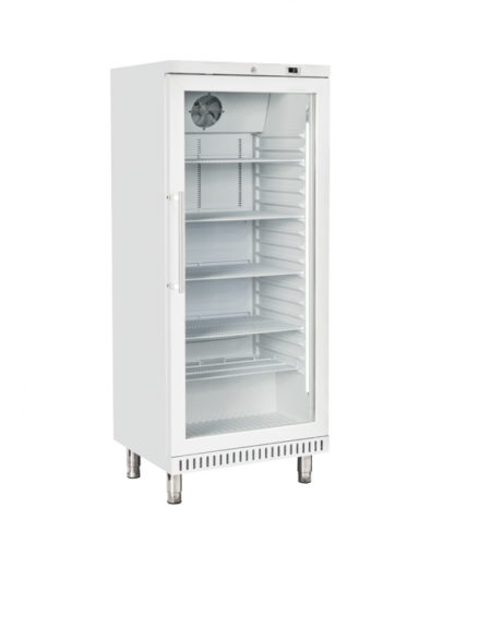 Armadio frigorifero bianco con porta a vetro e interno in termoformato - 4 griglie pasticceria cm 60x40 - cm 74x68x180h