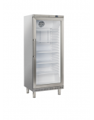 Armadio frigorifero in acciaio con porta a vetro e interno in termoformato - 4 griglie pasticceria cm 60x40 - cm 74x68x180h