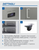 Armadio congelatore inox ventilato -18°/-25°C, per vaschette gelato GN1/3 o mm 360x165x120h,  - cm 74x88x202,5h