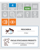 Armadio frigorifero per pesce in acciaio verniciato esterno e inox interno - refrigerazione statica -7° +2° C  - cm 74x88x202,5h