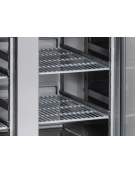 Tavolo refrigerato inox 2 porte a vetro con alazatina per vassoi mm 325x410, refrigerazione ventilata - cm 135x62,5x95h