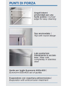 Tavolo refrigerato 3 porte per pasticceria in acciaio inox, refrigerazione ventilata +2°/+8°C - Classe C - cm 202,5x80x85h