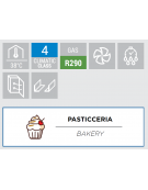 Tavolo refrigerato inox 3 porte per pasticceria con alzatina, refrigerazione ventilata +2°/+8°C - Classe C - cm 202,5x80x95h