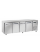 Tavolo refrigerato 4 porte per pasticceria in acciaio inox, refrigerazione ventilata +2°/+8°C - Classe C - cm 248x80x85h