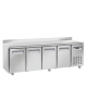 Tavolo refrigerato 4 porte per pasticceria in acciaio inox, refrigerazione ventilata +2°/+8°C - Classe C - cm 248x80x95h