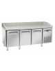 Tavolo pizza refrigerato 3 porte in acciaio inox con piano in granito - refrigerazione ventilata +2°/+8°C - cm 202,5x80x104h