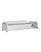 Vetrina refrigerata per banco pizza con coperchio inox - capacità n.6 bacinelle GN 1/4 - cm 140x33,5x28,1h
