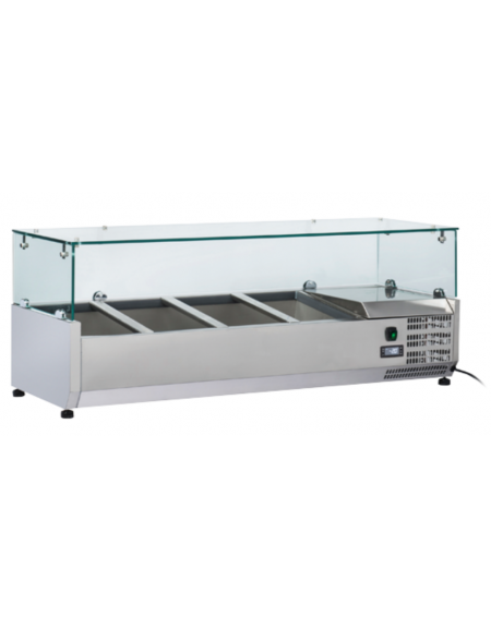Vetrina refrigerata per banco pizza - capacità n.3 bacinelle GN 1/3 ed n.1 bacinella GN 1/2 - cm 120x39.5x44h