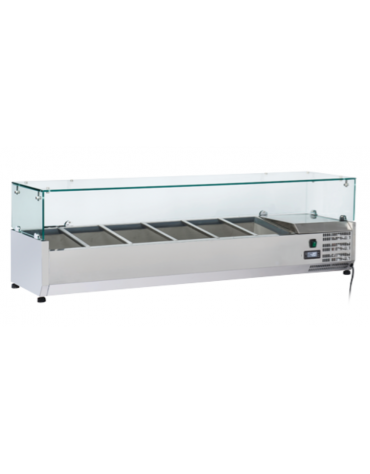 Vetrina refrigerata per banco pizza - capacità n.5 bacinelle GN 1/3 ed n.1 bacinella GN 1/2 - cm 150x39,5x44h