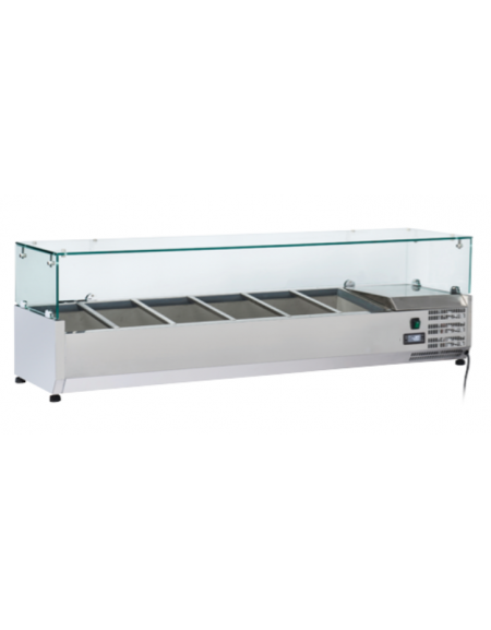 Vetrina refrigerata per banco pizza - capacità n.5 bacinelle GN 1/3 ed n.1 bacinella GN 1/2 - cm 150x39,5x44h