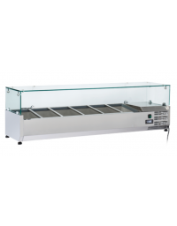 Vetrina refrigerata per banco pizza - capacit&agrave; n.5 bacinelle GN 1/3 ed n.1 bacinella GN 1/2 - cm 150x39,5x44h
