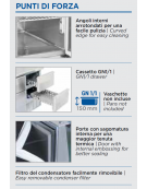 Saladette refrigerata in acciaio inox con 1 sportello e 2 cassetti - refrigerazione statica +0°/+8° - Classe C - cm 90x70x88h