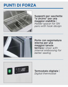 Saladette refrigerata GN1/1 inox 2 sportelli, top aperto con protezione in vetro - refrigerazione statica - cm 90x70x129,5h