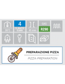 Mini banco pizza refrigerato inox, 2 sportelli GN, piano di lavoro in granito - refrigerazione statica +0°/+8°C - cm 90x70x109h