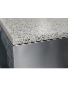 Mini banco pizza refrigerato inox, 3 sportelli GN, piano lavoro in granito - refrigerazione statica +0°/+8°C - cm 136,5x70x109h