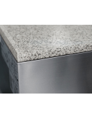 Mini banco pizza refrigerato inox, 3 sportelli GN, piano lavoro in granito - refrigerazione statica +0°/+8°C - cm 140x70x102,2h