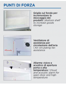 Armadio refrigerato in ABS colore acciaio con interno in termoformato - refrigerazione Roll-Bond - cm 60x66,6x187,5h