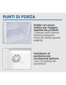 Armadio refrigerato bianco in ABS con porta in vetro e cornice e maniglia colore acciaio - temp. +2°/+8°C - cm 59,8x67,9x83,8h