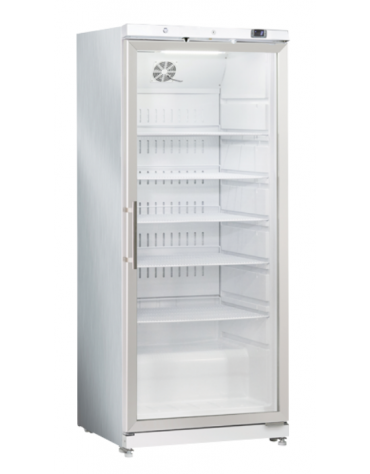 Armadio refrigerato in acciaio con porta in vetro e interno in in termoformato - refrigerazione Roll-Bond - cm 77,5x79,7x190h