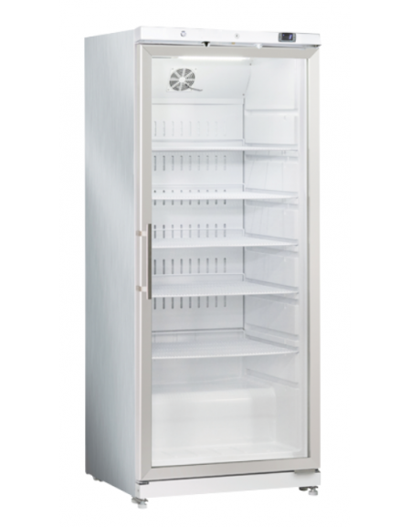 Armadio refrigerato in acciaio con porta in vetro e interno in in termoformato - refrigerazione Roll-Bond - cm 77,5x79,7x190h