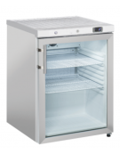 Armadio refrigerato in ABS con porta in vetro, corpo e cornice colore acciaio e interno in termoformato - cm 59,8x67,9x83,8h