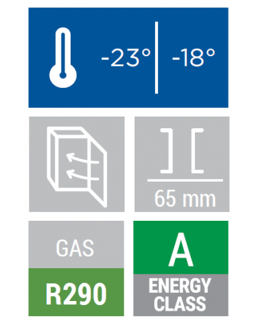 Armadio congelatore negativo bianco con interno in termoformato - 6+1 ripiani evaporatore fissi - Classe A - cm 77,5x72,9x190h