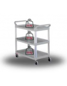 Carrello multiuso in plastica con aste di supporto in alluminio - 4 ruote girevoli - mm 845x430x950h