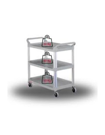 Carrello multiuso in plastica con aste di supporto in alluminio - 4 ruote girevoli - mm 845x430x950h