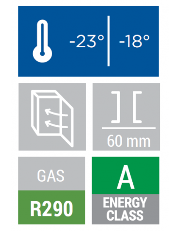 Armadio refrigerato negativo bianco con interno in ABS - 7 ripiani evaporatore fissi - mm 595x640x1840h