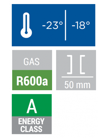 Armadio congelatore negativo bianco, statico, con interno in termoformato - 2 ripiani evaporatore fissi - cm 59,8x67,9x83,8h