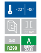 Armadio congelatore in ABS - esterno colore acciaio, interno in termoformato - 6+1 ripiani evaporatore fissi - cm 77,5x72,9x190h