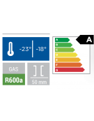 Armadio congelatore in ABS con esterno color acciaio e interno in termoformato - 2 ripiani fissi - cm 59,8x67,9x83,8h