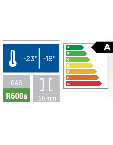 Armadio congelatore in ABS con esterno color acciaio e interno in termoformato - 2 ripiani fissi - cm 59,8x67,9x83,8h
