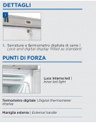 Armadio congelatore bianco in ABS con interno in termoformato - 7 ripiani evaporatore fissi - temp. -12/-22°C - cm 60x63x187h