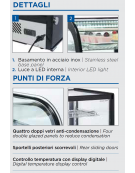 Espositore refrigerato da banco, colore nero con basamento inox - refrigerazione ventilata +1/+12°C - cm 87,5x57x68,5h