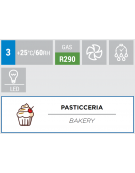 Vetrina refrigerata da banco con vetri dritti- refrigerazione ventilata +2°/+10°C - 2 ripiani regolabili - cm 79,2x67,6x73h