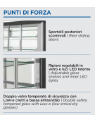 Vetrina refrigerata da banco con vetri dritti- refrigerazione ventilata +2°/+10°C - 2 ripiani regolabili - cm 79,2x67,6x73h