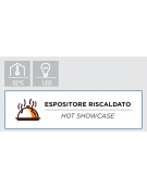 Vetrina espositiva riscaldata da banco in acciaio inox con vetro curvo - 3 ripiani - capacità Lt. 120 - mm 692x582x685h