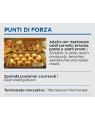 Vetrina espositiva riscaldata da banco in acciaio inox con vetro curvo - 3 ripiani - capacità Lt. 120 - mm 870x582x685h