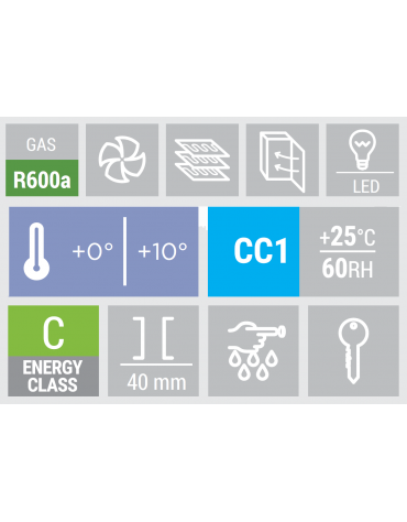 Minibar frigobar con porta in vetro - lt. 67 - refrigerazione Roll-Bond con ventilatore 0°/+10°C - cm 43,2x49,6x67,2h